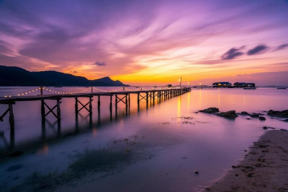 Ho&agrave;ng h&ocirc;n đẹp như tranh vẽ tại quần đảo.